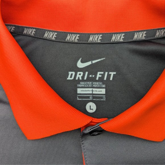 Princeton University Nike Men's Dri-Fit Gray Orange Polo Sz Large EUC - Picture 3 of 7